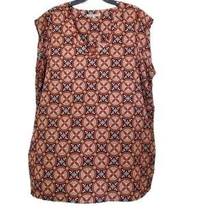 Daniel‎ Rainn Women's Stitch Fix Red Orange Geometric Mandala Woven Top